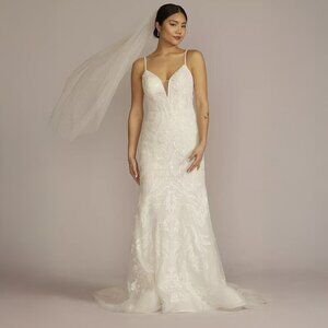 NWT Galina Signature  Glitter Tulle Lace Mermaid Wedding Dress